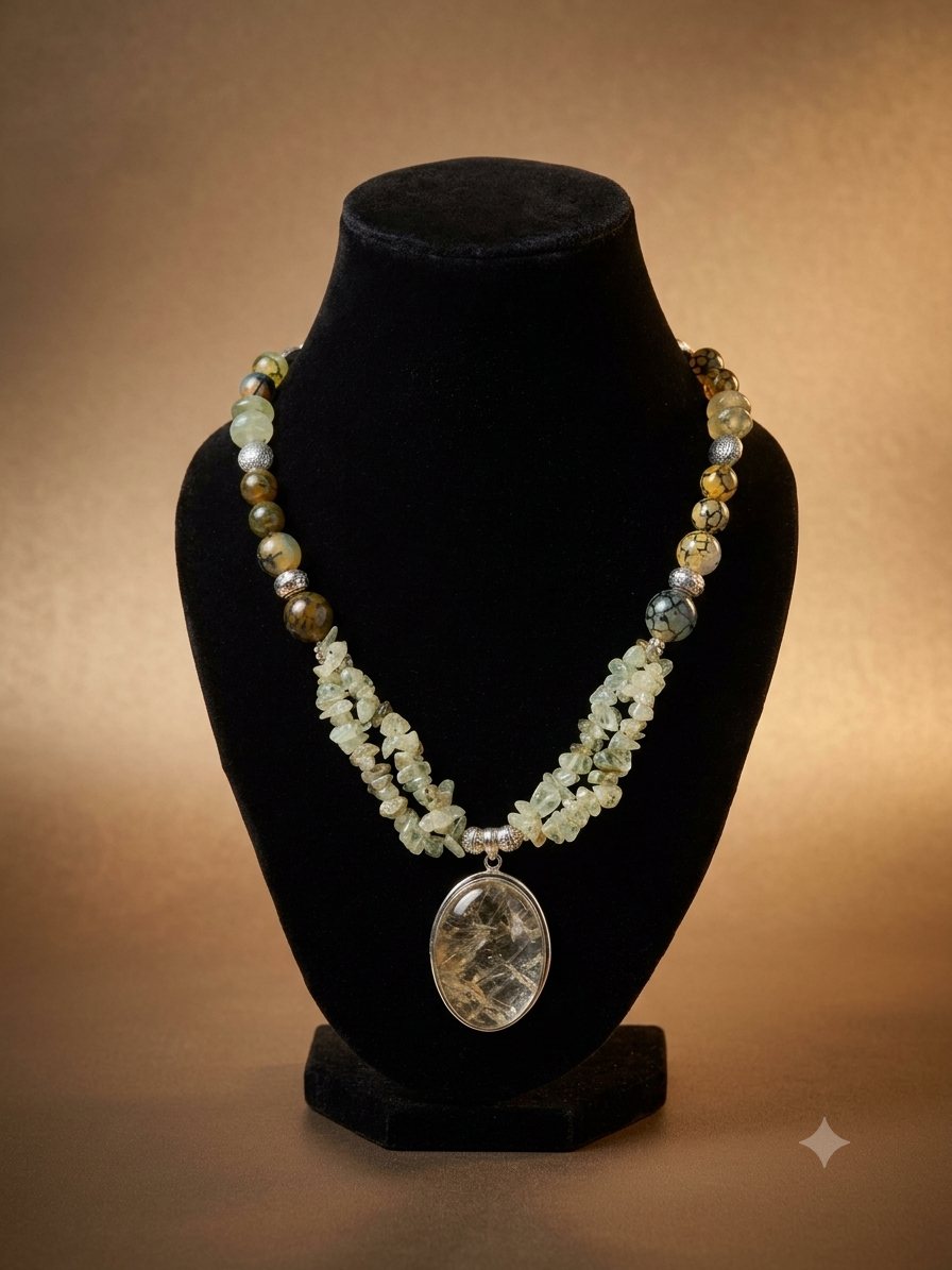 Green Chip Multi-Strand Necklace
