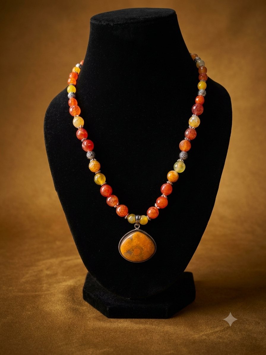 Orange Bead Pendant Necklace