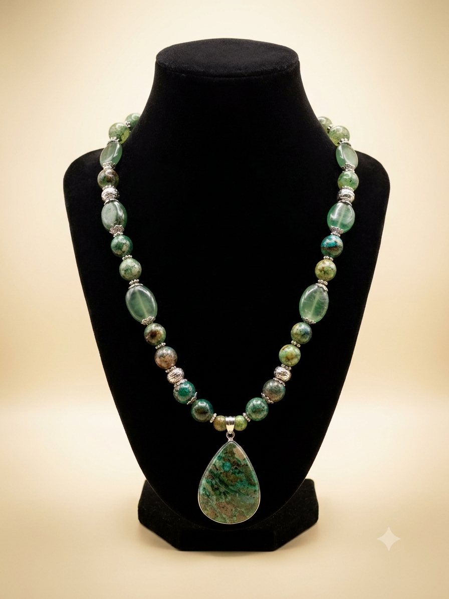 Green Teardrop Pendant Necklace